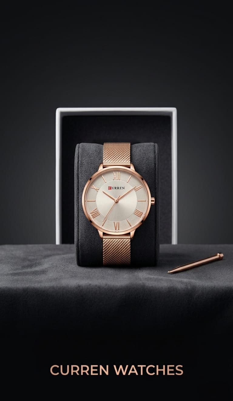 Curren Watch 03 — rose gold mesh bracelet dress watch