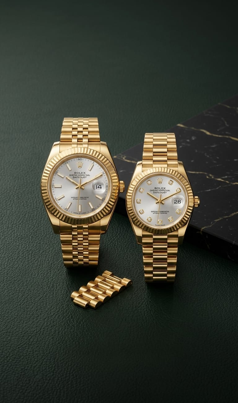 Curren Watch 11 — gold-tone couple set with silver dials